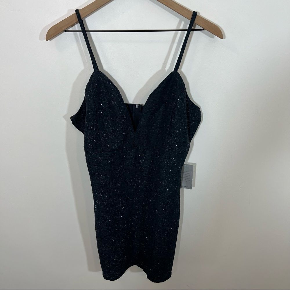 NWT Bailey Blue Deep V-Neck Sleeveless Back Zip Sparkle Bodycorn | Size XL